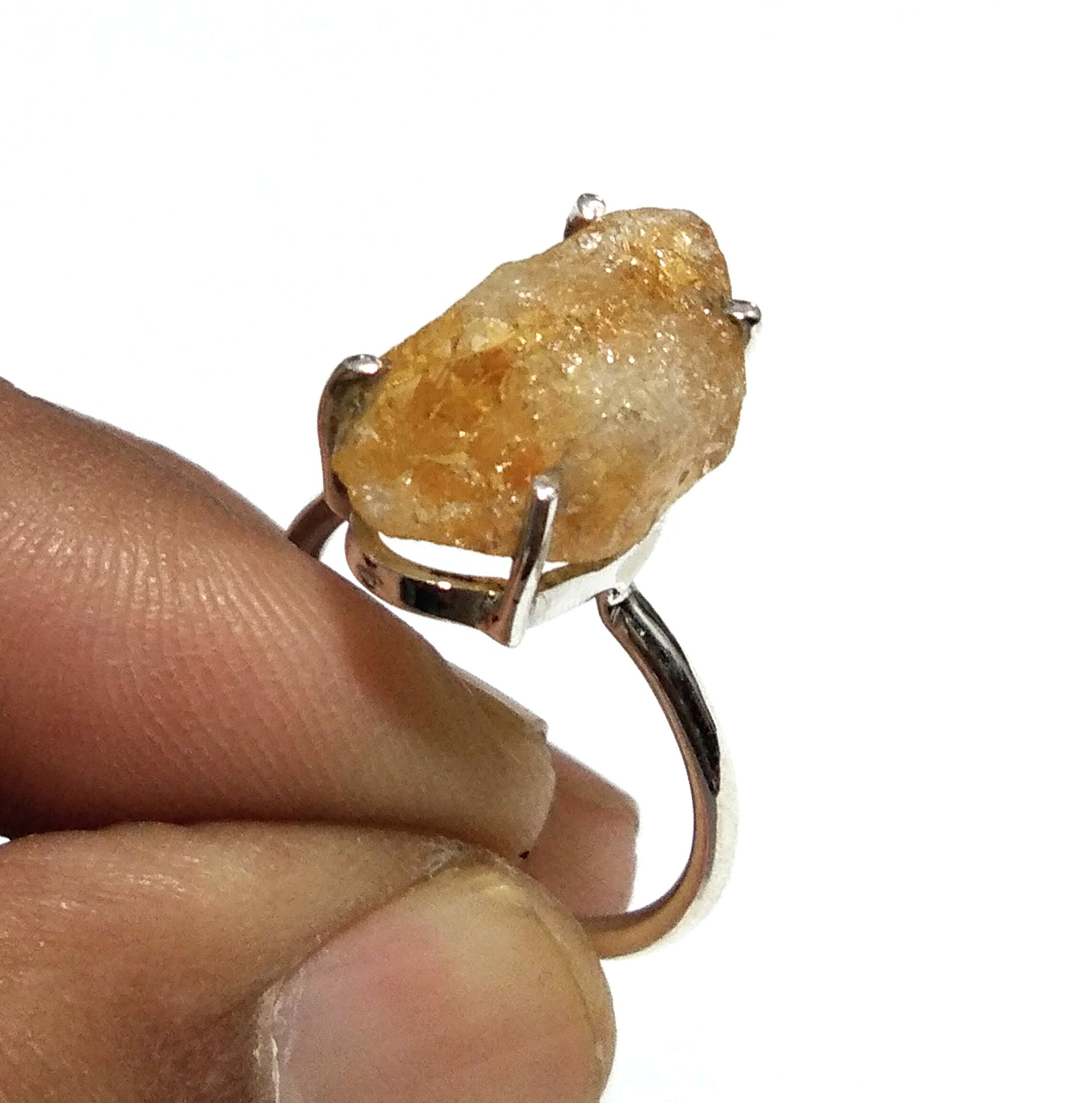 Natural Rough Citrine Gemstone Ring, 925 Solid Sterling Silver Ring, Citrine Stone Size 18x9 mm Handmade Ring, Gift Wedding Ring Jewelry
